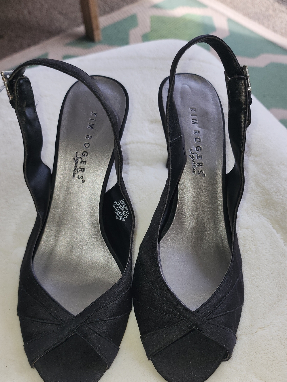 Kim Rogers Black Peep-Toe Slingback Heels